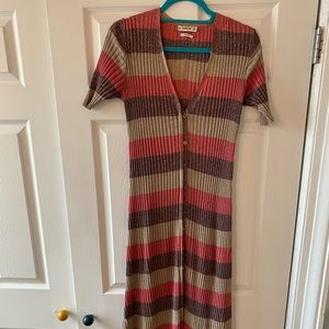 Zara - rib knit stripe maxi - lurex - s